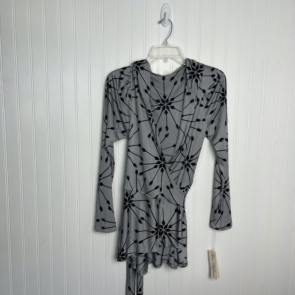 *NWT* MARA HOFFMAN Hooded Long Sleeve Wrap Silk Jersey Blouse Size Large